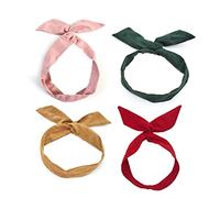 ear wire headband 4PCS Solid Color Wired Hair Tie Twist Bow Headband Rabbit Ear Wire Hairbands Yoga Head Wraps Hair Holder Accessory For Women And Girls