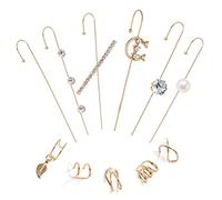 Ear Wrap Crawler Hook Earrings Cartilage For Women Girls Edgy Unique Climber Piercing Ear Set Simple Pearl Cubic Zirconia Cuff Earrings Jewelry