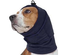 Ear Wrap for Dogs Double Layer Adjustable Protection Hood Wrap | Dog Bath Ear Covers for Night Holiday Party Park Beach Car Travel Blow Dry Grooming Bathing Storm (Blue S)
