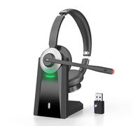 Earbay Bluetooth Headset, Wireless Headset with Microphone Noise Canceling & Charging Base, V6.0 Bluetooth Headphones with Mic Mute & USB Dongle for Computer/Mobile Phones/Ms Teams/Zoom/Office