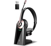 Earbay Wireless Headset - Bluetooth Headphones with Microphone Noise Canceling & Mute, Office Bluetooth Headset with USB Dongle/Charge Dock for PC Laptop Computer Cell Phone Work Meetings Call Teams