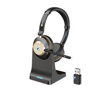 Earbay Wireless Headset, Bluetooth Headset With Microphone Noise Canceling & USB Dongle, V5.3 Bluetooth Headphone with Charging Dock & 50hrs Working Time for Computer/Phones/Teams/Skype/Zoom/Office