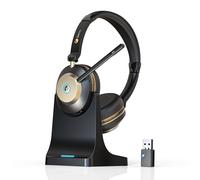 Earbay Wireless Headset, Bluetooth Headset With Microphone Noise Canceling & USB Dongle, V5.3 Bluetooth Headphone with Charging Dock & 50hrs Working Time for Computer/Phones/Teams/Skype/Zoom/Office