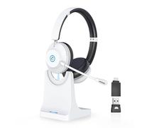 Earbay Wireless Headset with Mic for Work, V6.0 Bluetooth Headset with Charging Dock, ENC Noise Cancelling & Flip Mute Mic, Wireless Headsets USB Dongle for Office/PC/Call Center/Laptop/Teams/Home
