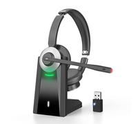 Earbay Wireless Headset with Microphone, Bluetooth Headphones with Mic AI Noise Canceling & USB Dongle, V6.0 Wireless Headphones with Microphone Mute & Charging Dock for PC/Call Center/Teams