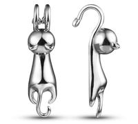 Earblity 1 Pair ear weight gauges Cute Cat for ear lobe Dangle Ear Tunnels Plugs 316 Stainless Steel Ear Weight Plugs Hypoallergenic expander Piercing Body Jewelry Halloween Dark Series, 2g(6mm