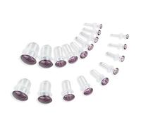 Earblity 18PCS Purple Single Flare Glass Stretching kits Short Taper Expander with Rubber O-Rings,1.6-10mm(14G-00G) Ear Gauges Tunnels Plugs,4 colors Cylindrical Body Piercing