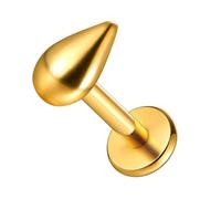 Earblity 1pc Top 16G Threaded Flatback Piercing Stud With 8/10mm Post, Bar length=8/10mm, Metal, no gemstone