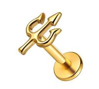 Earblity 1pc Top 16G Threaded Flatback Piercing Stud With 8/10mm Post, Bar length=8/10mm, Metal, no gemstone