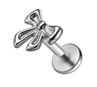 Earblity 1pc Top 16G Threaded Flatback Piercing Stud With 8/10mm Post, Bar length=8/10mm, Metal, no gemstone