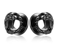 Earblity 2 PCS ear gauges with Walrus Tusk Ear Tunnels Plugs 316 Stainless Steel Ear Gauges Weight Screw Back for Ears Hypoallergenic expander Piercing Body Jewelry, 00G(10mm), Metal, no gemstone