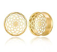 Earblity 2PCS 8mm-25mm (0G-1") Concave Ear Gauges Ear Plugs Gauges Tunnels for Stretched Ears Hypoallergenic 316 Stainless Steel Ear Body Piercing Jewelry for Women Men, 1/2" (12mm), Metal, no