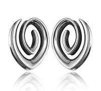 Earblity 2PCS 8mm-25mm (0G-1") Spiral Saddle Plugs Gauges Tunnels for Stretched Ears, Hypoallergenic 316 Stainless Steel Ear Tunnels Gauges Body Piercing Jewelry for Men Women, Metal, no gemstone