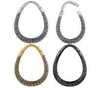 Earblity 2PCS Hypoallergenic 316L Stainless Steel Printed Round,Spider Web,Bamboo Design Ear Weights Hangers For Stretched Ear Lobe Piercing Ear Plugs Gauges Body Jewelry, Stainless Steel Metal, No