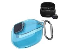 Earbud Case Cover Compatible with JBL Tune Buds 2, TPU Switch Lock Protective Shell with Carabiner (Transparent Blue)