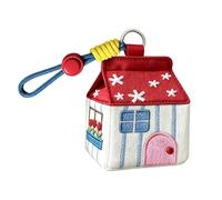 Earbud Case - Cute House Shaped Holder for Organization | Miniature Building Pouch with Metal Ring, Small Electronics Shelter, Portable Storage Satchel for Handbag, Briefcase, Locker and Trunk