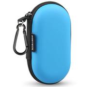 Earbud Case, RISETECH Earphone Carrying Case Holder EVA Headphone Storage Bag Small Zipper Pouch Compatible for EarPods, AirPods, Beats Flex, Urbeats3, Bose Wireless Earbuds, USB Cable, with Clip-Blue