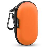 Earbud Case, RISETECH Earphone Carrying Case Holder EVA Headphone Storage Bag Small Zipper Pouch Compatible for EarPods, AirPods, Beats Flex, Urbeats3, Bose Wired Earbuds, USB Cable, with Clip-Orange