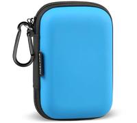 Earbud Case, RISETECH Earphone Carrying Case Holder Storage Headphone Small Pouch Phone Accessories Organizer for EarPods Airpods Beats Flex Bose Wired Earbuds USB Cable Wall Charger with Clip -Blue