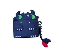 Earbuds Case for AirPods 4th Generation for Boys Girls Kids,Cute Cartoon Anime Black Dragon Dinosaur Full Body Silicone Headphone Protective Cover for Airpods 4 (2024)