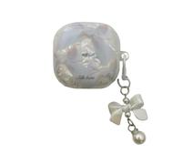 Earbuds Case for Samsung Galaxy Buds FE/Buds 2 pro/Buds 2/Buds pro/Buds Live,Cute Creative Sea Shell Pattern Headphone Protective Cover with Keychain for Girls (A)
