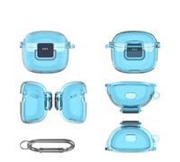 Earbuds TPU Case Cover Compatible for JBL Tune Flex 2, Wireless Earphone Headphone Cases Shell Ear Buds Box Headset Protective Storage Sleeve with Hook(Case Only) (translucent blue)