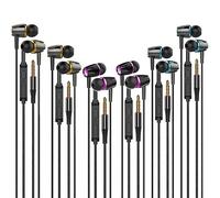 Earbuds Wired with Microphone Pack of 6, in-Ear Headphones,Noise Isolating,Powerful Heavy Bass, Earphones Compatible with iPhone, iPod, iPad, MP3, Samsung, and Most 3.5mm Jack (Black)