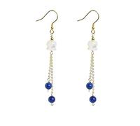 Eardrop Earring ear Stud for Women S925 Silver Beautiful Shell Bell Orchid Earrings Handmade Evergreen Lapis Fringed Ancient Style Art ear Hook Earrings (orchid 925 silver)