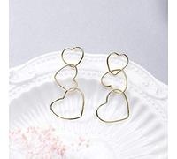 Eardrop Earring S925 Silver Heart with Heart Symmetry Stud Earrings Women's Mirror Gold Plated Gold Plated and Simple Earringsor, Argent 925, LJBLEUSK