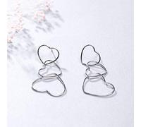 Eardrop Earring S925 Silver Heart with Heart Symmetry Stud Earrings Women's Mirror Gold Plated Gold Plated and Simple Earringsargent, Argent 925, LJBLEUSK
