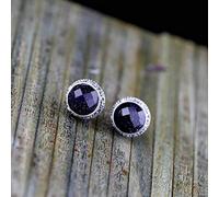 Eardrop Earring S925 Sterling Silver Jewelry Earrings Thai Silver Faceted Blue Sandstone Female Earstuds Blue Sandstone, GeRRiT