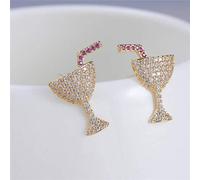 Eardrop Earrings Creative Korean Style Micro-Embedded Zircon S925 Sterling Silver Needle Wine Glass Needle Earrings Jewelry for Women, LJBLEUSK, by Vin