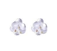 Eardrop Earrings S925 Simple Silver Personality Flower Earrings Women's Color Separation Flowers Sweet Cute Fashion ear Needle Student Silver Jewelryas Shown, a, LJBLEUSK