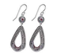 Eardrop Earrings Summer Women's Earrings Thai Silver S925 Sterling Silver Jewelry Garnet Red Earrings As Shown, Silver 925, LJBLEUSK