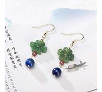 Eardrop Earrings Women's Earrings S925 Silver Chinese Jasper Knot Lapis Lazuli Earrings Natural Material Beautiful Ancient Style Superb Craft Earrings, LJBLEUSK, Argent