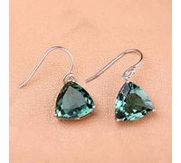 Eardrop Earrings Women's Earrings S925 Sterling Silver Jewelry Fashion Single Faceted Blue Sandstone Earrings Green Crystal, Silver 925, LJBLEUSK