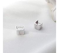Eardrop Earrings Women's Summer Style Korean S925 Sterling Silver Square Large Earrings Simple Polished Earrings Women's Silver, Silver 925, LJBLEUSK