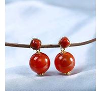 Eardrop Fashion Earrings Gold Plated S925 Silver Jewelry Lantern Agate Earrings South Red South Red, Silver 925, LJBLEUSK
