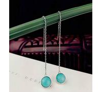 Eardrop S925 Chinese Style Earrings Silver Jewelry Natural Fashion Tianhe Stone ear Line Temperament Simple long Earrings, LJBLEUSK
