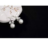 Eardrop S925 Chinese Style Earrings Sterling Silver Chalcedony Pomegranate Corindon Red Shell Retro Pearls Matching All Female Earrings, LJBLEUSK