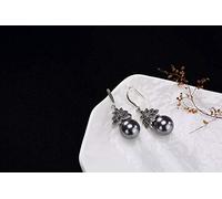 Eardrop S925 Chinese Style Earrings Sterling Silver Chalcedony Pomegranate Corindon Red Shell Retro Pearls Matching All Female Earrings, LJBLEUSK