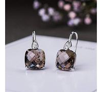 Eardrop S925 Chinese Style Earrings Sterling Silver Earrings Green Crystal Temperament Geometric Square Woman Simple Citrine Earrings Han Xiuqimarron, LJBLEUSK