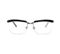 EAREADA Legend Movie Optical Glasses For Men Tom Hardy Eyeglasses Frame Square Black Clear Lens Metal Half Frame Spectacles, Silver, Large