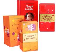 EARFORU Surprise Box Gift Box - Creating the Most Surprising Gift, 2025 Surprise Gift Box Explosion for Money, Christmas Pop-Up Surprise Cash Explosion with Confetti, Fun DIY (Yellow+Red)