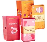 EARFORU Surprise Box Gift Box - Creating the Most Surprising Gift, 2025 Surprise Gift Box Explosion for Money, Christmas Pop-Up Surprise Cash Explosion with Confetti, Fun DIY (Yellow+Pink)