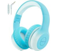EarFun Kids Headphones, Foldable Headphones for kids with Mic, 85/94dB Volume Limiter, Sharing Function, Stereo Sound, Type C Plug Wired Children Headphone for School/Travel/Phone, Sky blue
