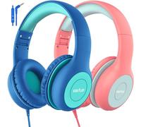 EarFun Kids Headphones Wired with Mic, 85/94dB Volume Limit | 2-Pack, Sharing Function, Portable, Foldable, Stereo, Adjustable Headband, for School, Travel, Tablet, Phone
