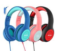 EarFun Kids Headphones Wired with Mic, 85/94dB Volume Limit | 3-Pack, Sharing Function, Portable, Foldable, Stereo, Adjustable Headband, for School, Travel, Tablet, Phone