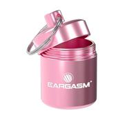 Eargasm Keychain Earplug Travel Carrying Case - Convenient Metal Waterproof Keychain Container Perfect for Traveling with Ear-Plugs, Pills, Medicine and Small Items On-The-Go - Pink, 1.06 in x 1.6 in