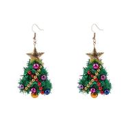 Earing Christmas Ornaments Christmas Tree Earrings Colorful Diy Earrings Holiday Happy Ornaments Wreath Shape And Tree Shape Small Stud For Women (A, One Size)